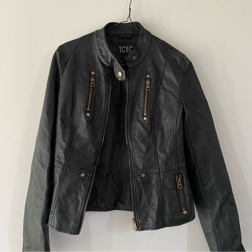 TCEC size small leather moto jacket